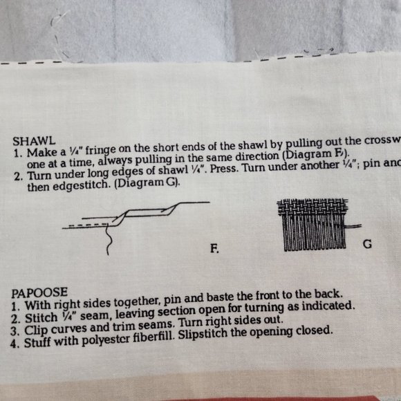 "Little Deer" Indian Doll Southwestern Cut&Sew Craft Fabric Panel TURQUOISE VTG! - Picture 6 of 12